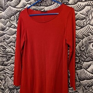 100% merino red Eileen Fisher tunic dress size M